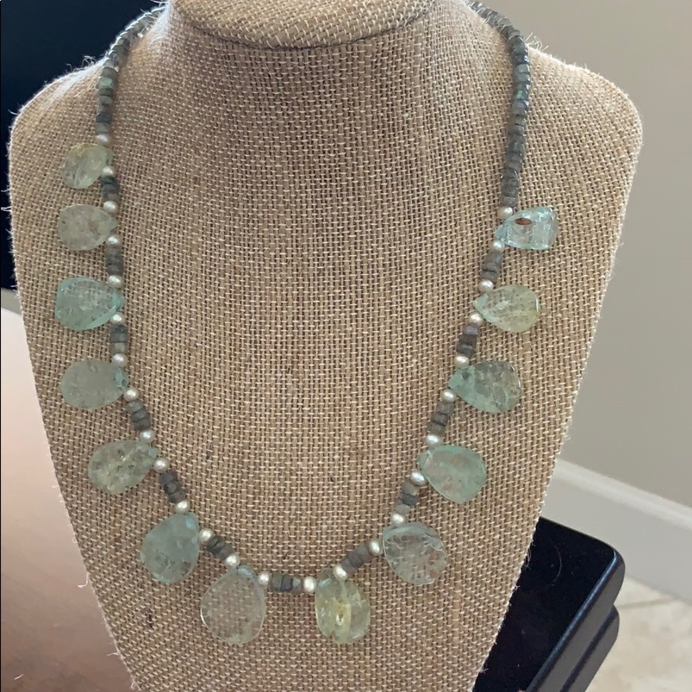 Beautiful prasiolite and beaded necklace
